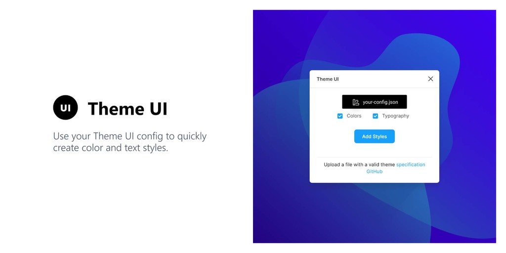 Theme UI header graphic saying on the left: "Use your Theme UI config to quickly create color and text styles". On the right a preview of the interface is shown.